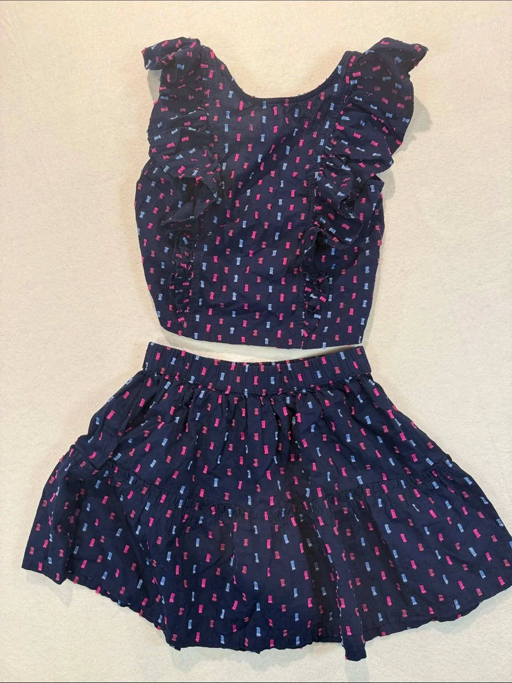 GAP Kids Navy Flutter Sleeve Crop Top (Sz XL) Skirt (Sz L) Set WW